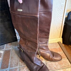 Coach Chocolate Leather Riding Boots